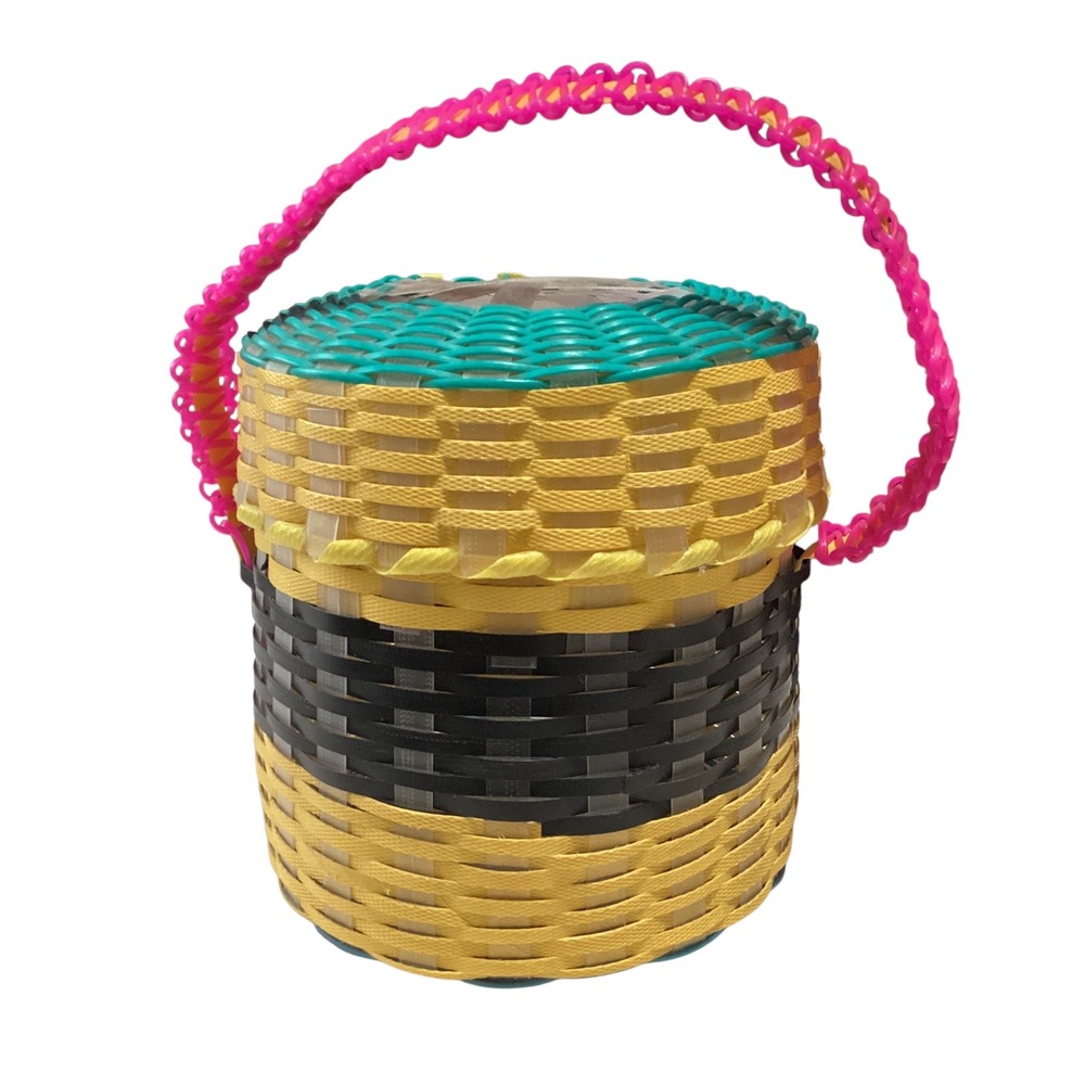 Woven Basket with Lid and Handle Colorful Home‎ Decor Storage Container